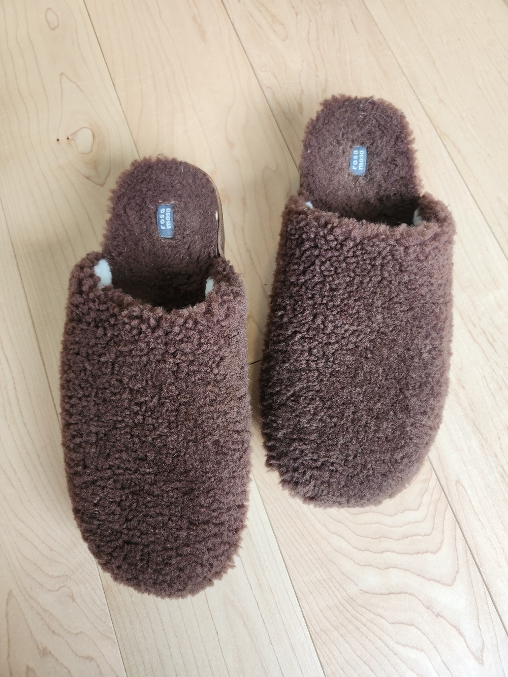 Rosa Mosa Teddy Cozy Brown Fuzzy Slip-On Clogs